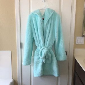 Tiffany blue fuzzy robe